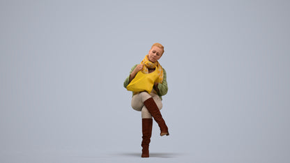 realistic 3D human woman casual sitting, archviz people FBX OBJ for Blender, standing pose render