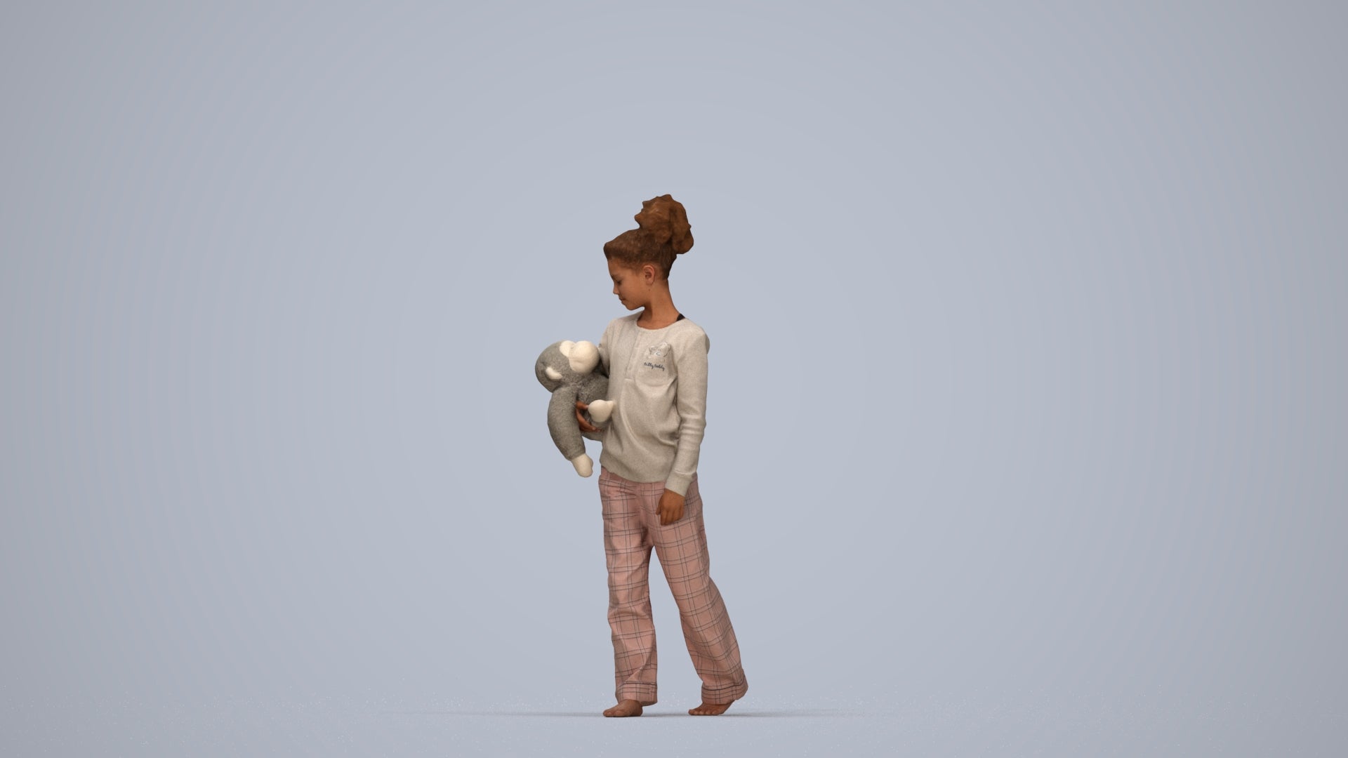 realistic 3D people girl kids, render-ready for V-Ray and Corona, FBX OBJ, top-down view render