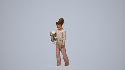 realistic 3D people girl kids, render-ready for V-Ray and Corona, FBX OBJ, top-down view render