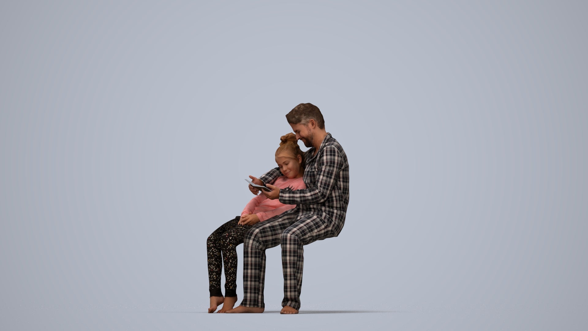 photogrammetry 3D girl kids, realistic human model archviz FBX, top-down view render