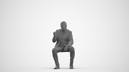 3D scanned man business, photorealistic archviz people for Enscape and SketchUp, three-quarter front view render
