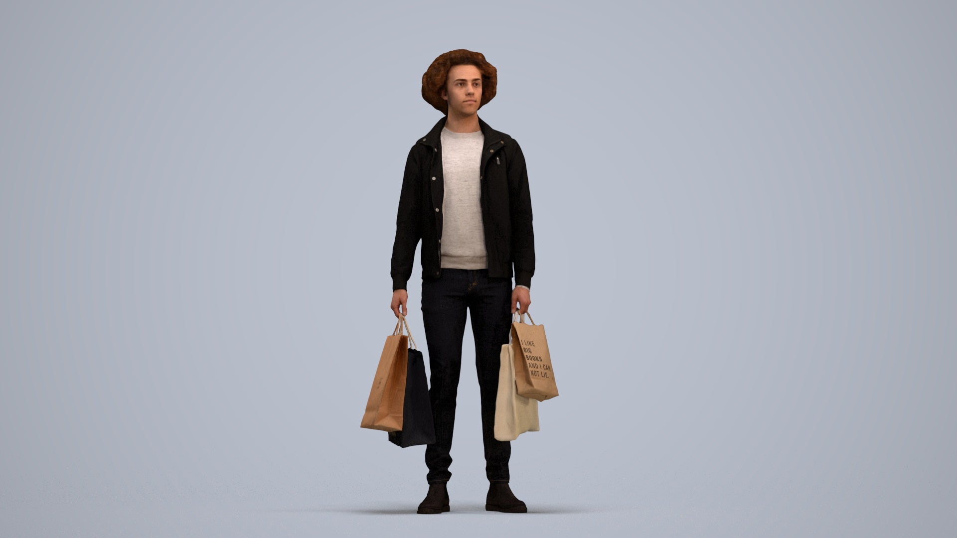 3D people model man formal, scanned human for 3ds Max rendering, standing pose render