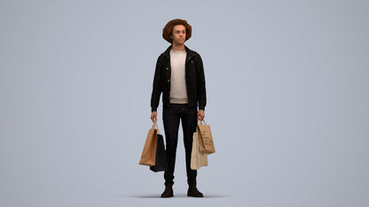 3D people model man formal, scanned human for 3ds Max rendering, standing pose render