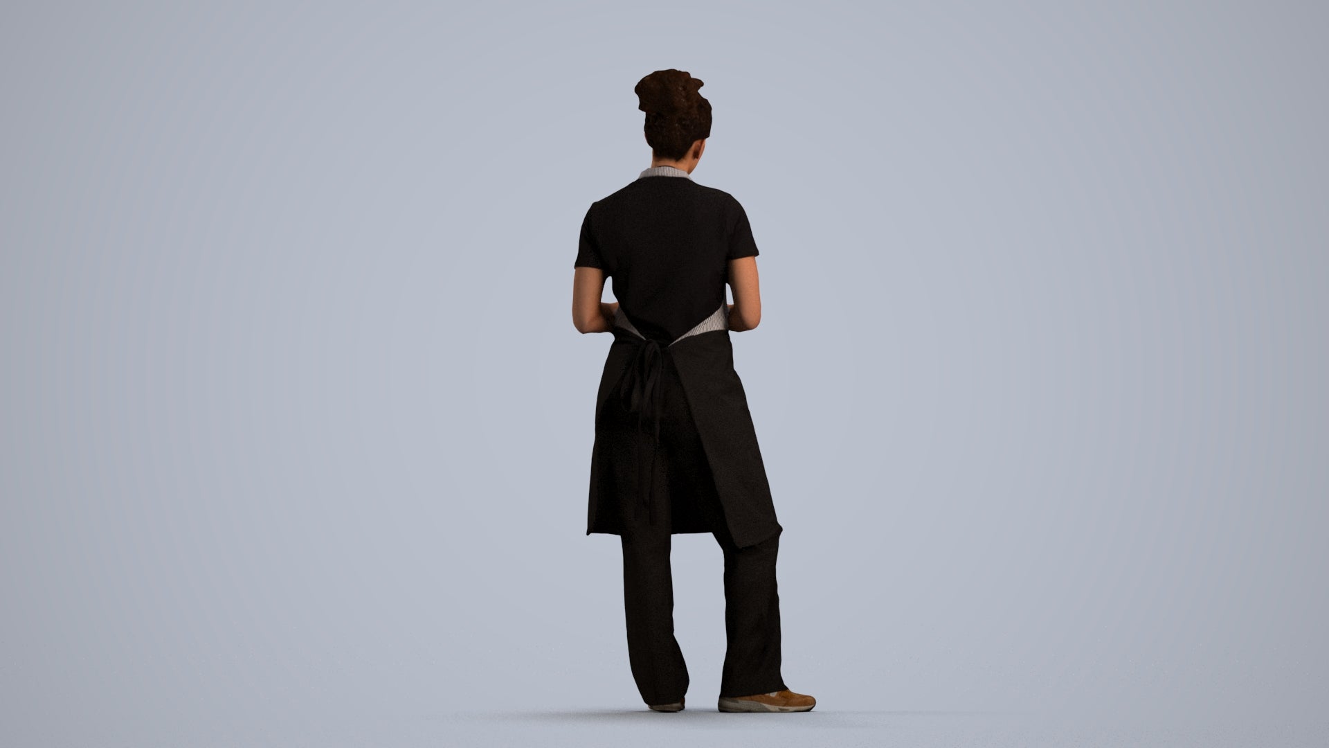 scanned 3D woman hospitality, photogrammetry people for Enscape and V-Ray, front view render