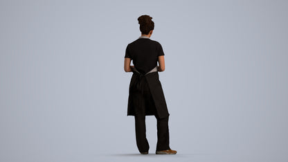 scanned 3D woman hospitality, photogrammetry people for Enscape and V-Ray, front view render