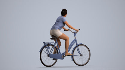 3D people model woman casual cycling, scanned human for 3ds Max rendering, front view render