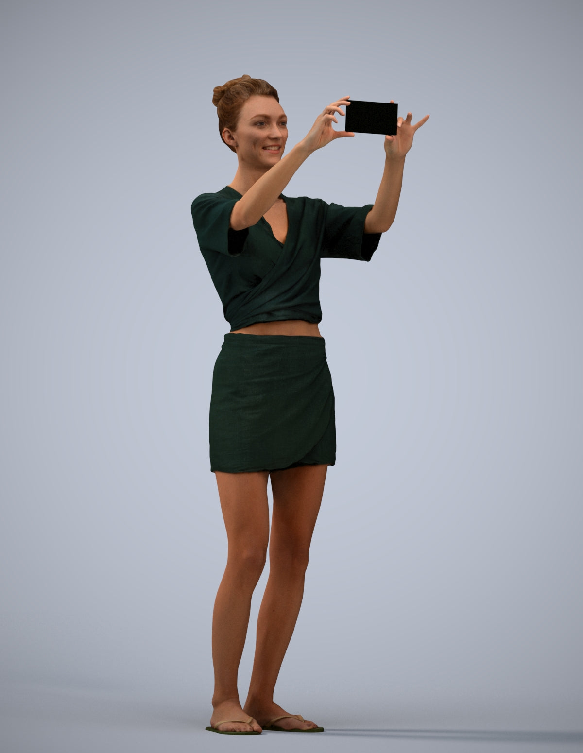 3D human model woman casual standing, photogrammetry scanned person for archviz