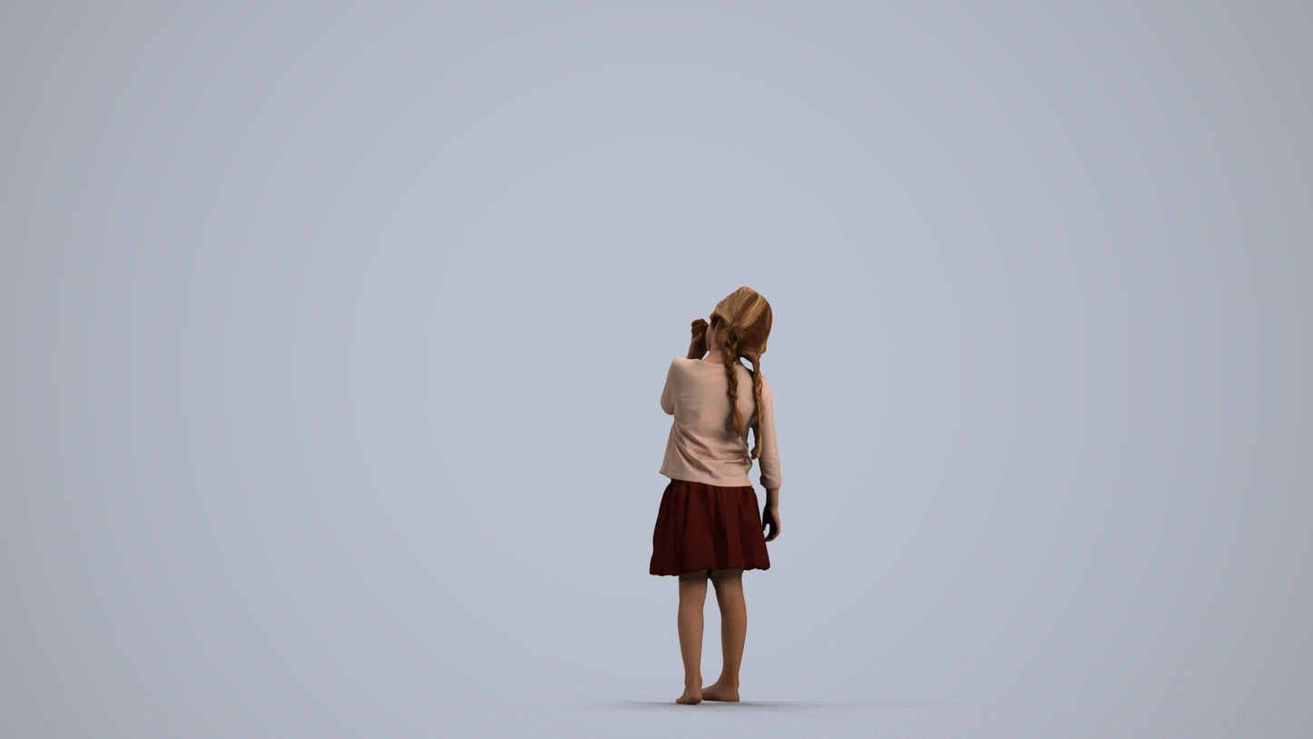 photogrammetry 3D girl kids, realistic human model archviz FBX, front view render
