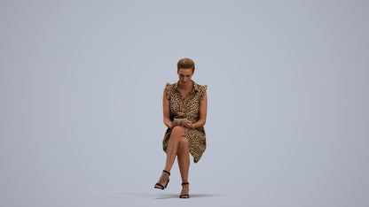 scanned 3D woman casual sitting, photogrammetry people for Enscape and V-Ray, standing pose render