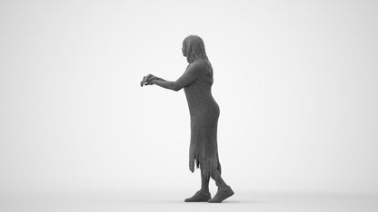 realistic 3D human woman casual standing, archviz people FBX OBJ for Blender, square thumbnail