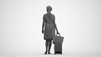 photogrammetry 3D woman casual walking, realistic human model archviz FBX, wireframe front view