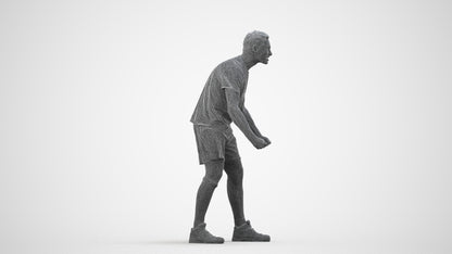 3D people model man sport, scanned human for 3ds Max rendering, wireframe side view