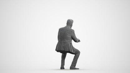 3D scanned man business, photorealistic archviz people for Enscape and SketchUp, wireframe front view