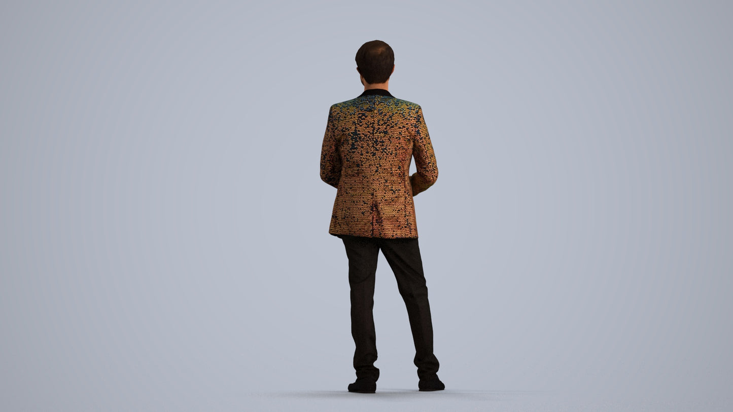 realistic 3D man formal cycling, scanned archviz people for Blender and 3ds Max, front view render