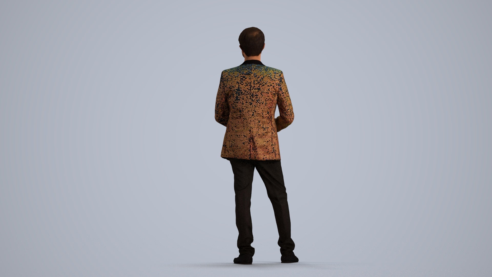 realistic 3D man formal cycling, scanned archviz people for Blender and 3ds Max, front view render