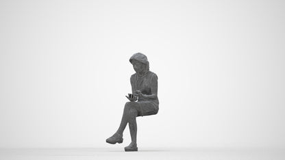 realistic 3D people woman business sitting, render-ready for V-Ray and Corona, FBX OBJ, wireframe back view