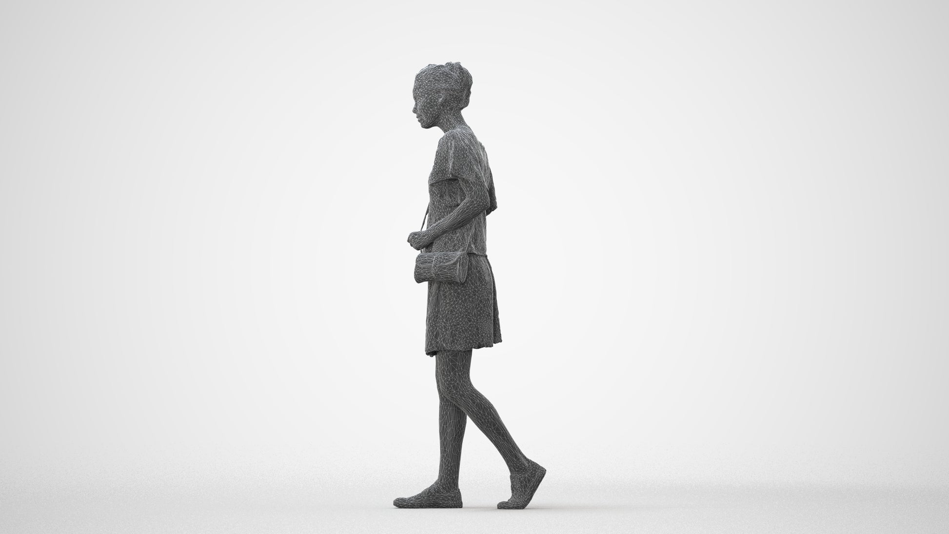 scanned 3D woman casual standing, photogrammetry people for Enscape and V-Ray, square thumbnail
