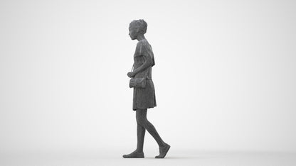 scanned 3D woman casual standing, photogrammetry people for Enscape and V-Ray, square thumbnail