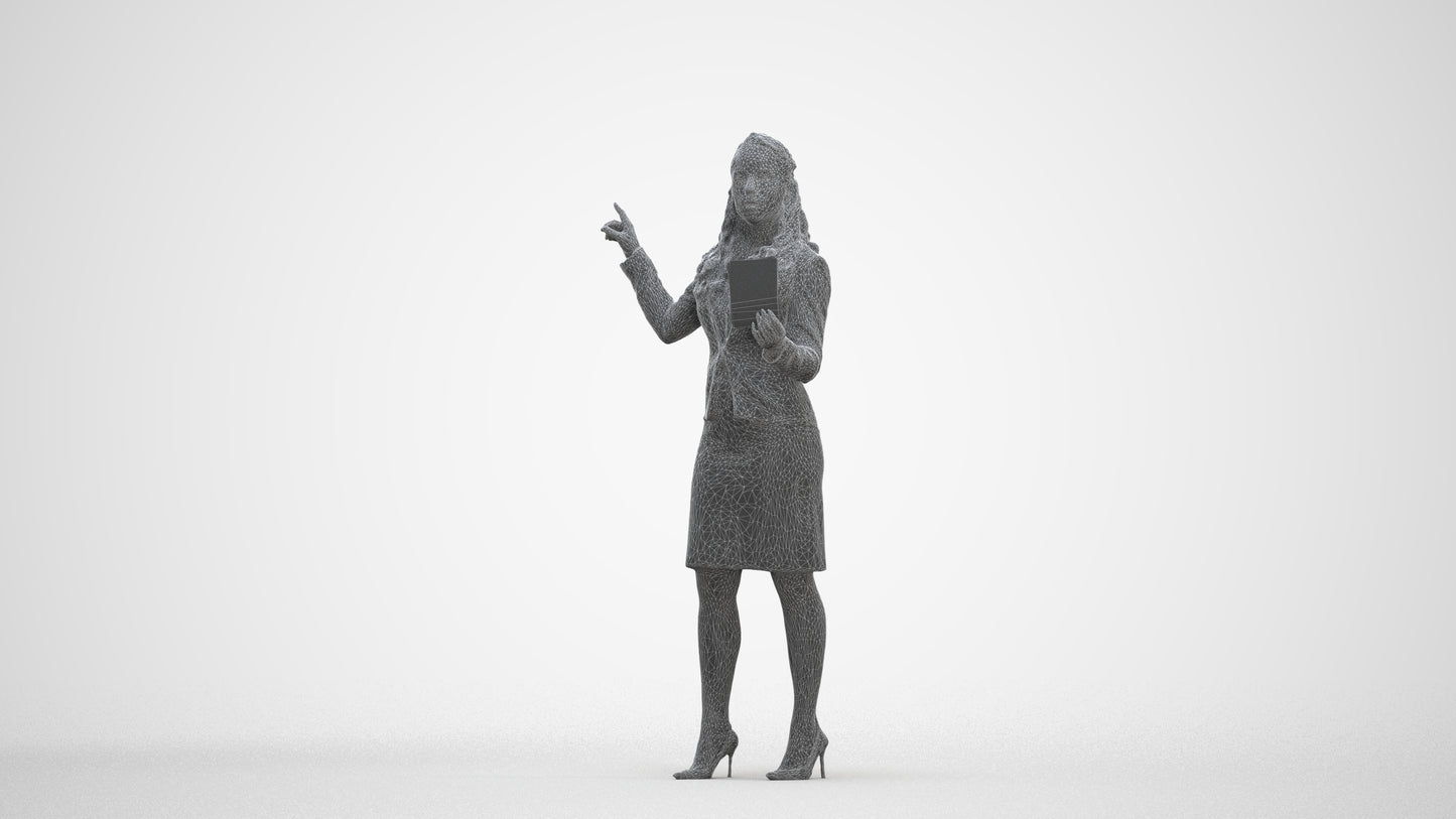 photogrammetry 3D woman business, realistic human model archviz FBX, three-quarter front view render