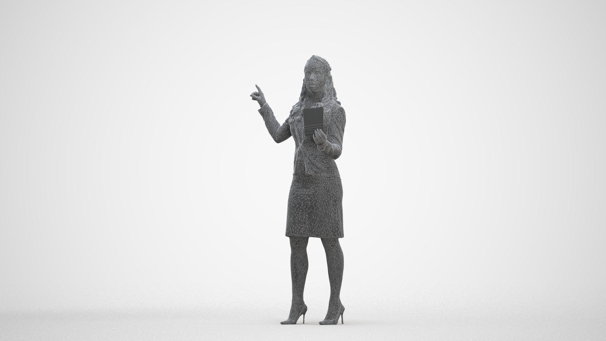 photogrammetry 3D woman business, realistic human model archviz FBX, three-quarter front view render