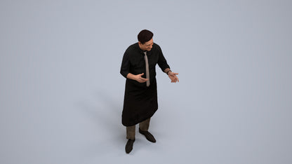 3D people model man hospitality, scanned human for 3ds Max rendering, back view render