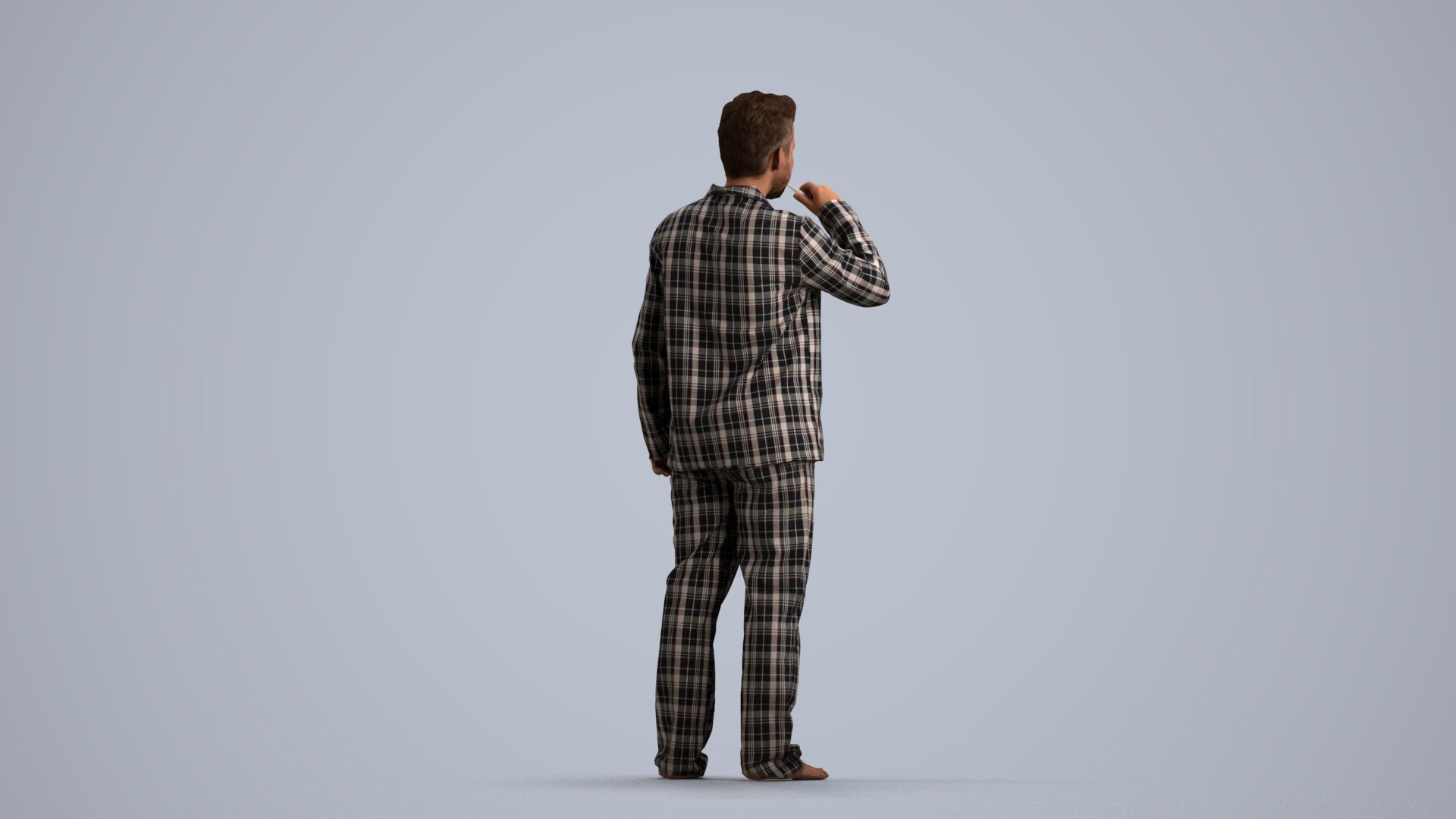 3D scanned man bathroom, photorealistic archviz people for Enscape and SketchUp, front view render