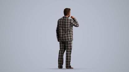 3D scanned man bathroom, photorealistic archviz people for Enscape and SketchUp, front view render