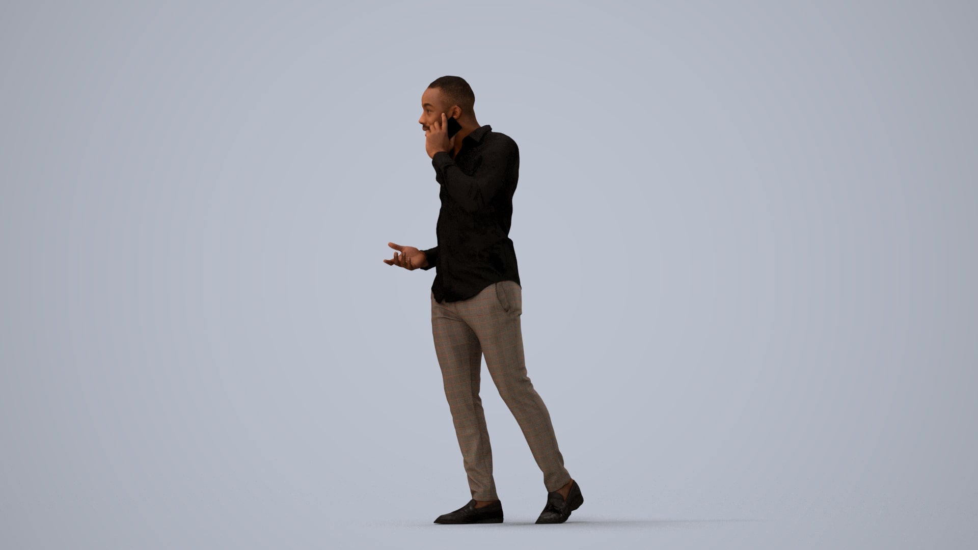 realistic 3D people man business walking, render-ready for V-Ray and Corona, FBX OBJ, three-quarter view render