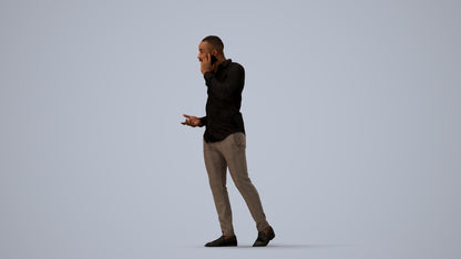 realistic 3D people man business walking, render-ready for V-Ray and Corona, FBX OBJ, three-quarter view render