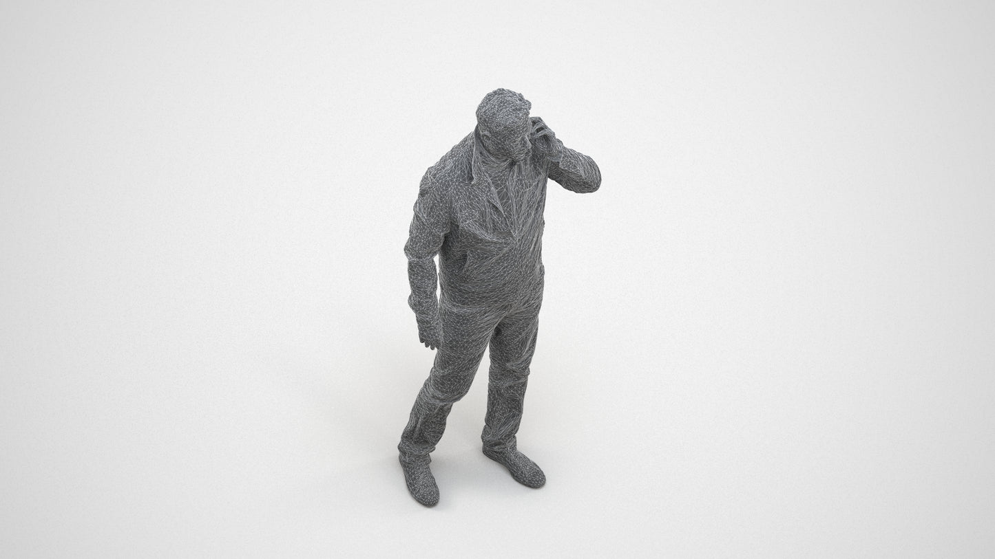 realistic 3D people man casual standing, render-ready for V-Ray and Corona, FBX OBJ, wireframe three-quarter view