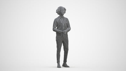 photogrammetry 3D man casual standing, realistic human model archviz FBX, three-quarter front view render