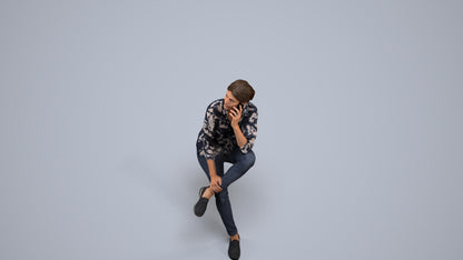 scanned 3D woman casual sitting, photogrammetry people for Enscape and V-Ray, back view render