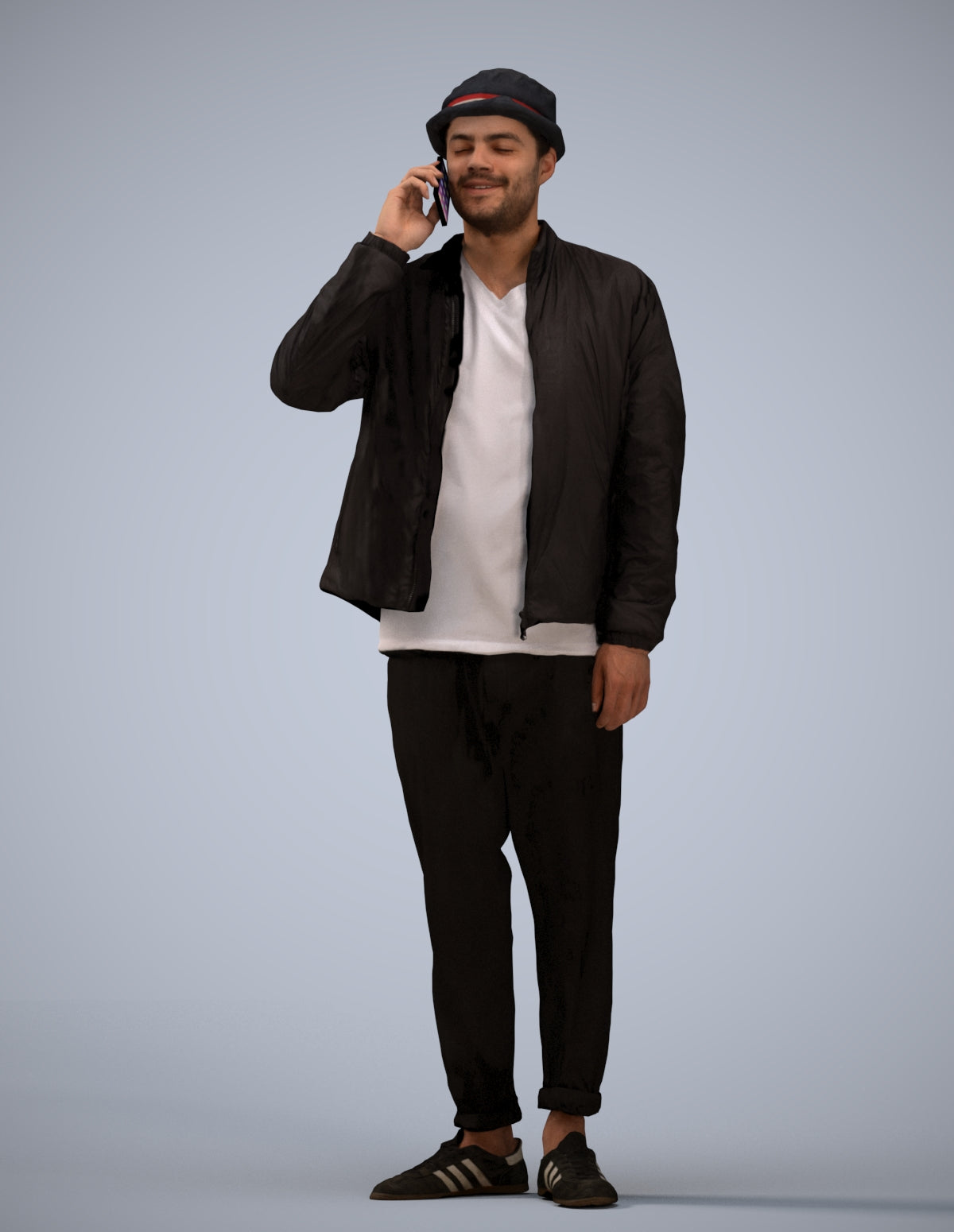 3D human model man casual standing, photogrammetry scanned person for archviz