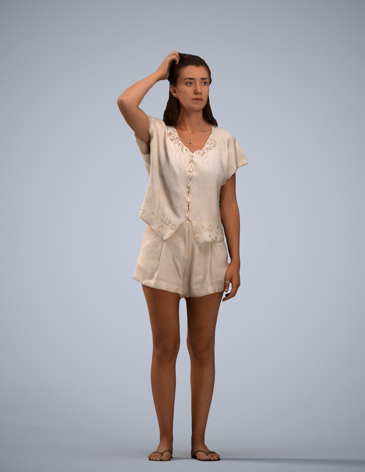 photogrammetry 3D woman casual standing, realistic human model archviz FBX