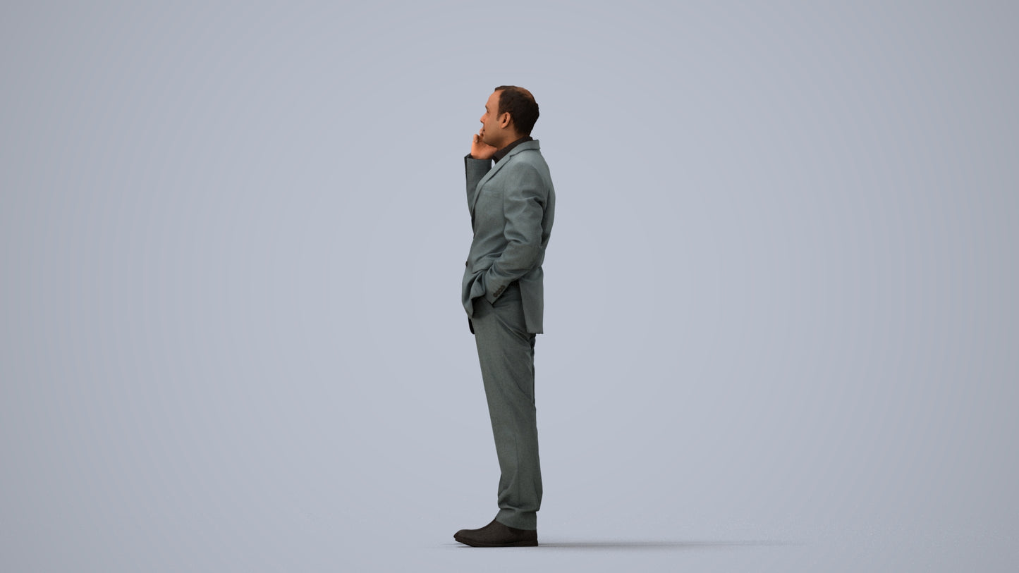 3D scanned man business, photorealistic archviz people for Enscape and SketchUp, three-quarter view render