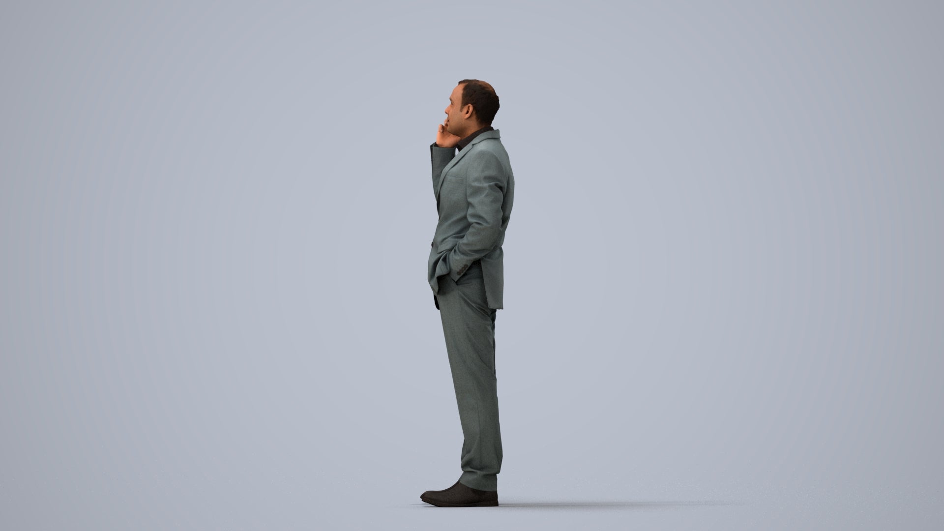 3D scanned man business, photorealistic archviz people for Enscape and SketchUp, three-quarter view render