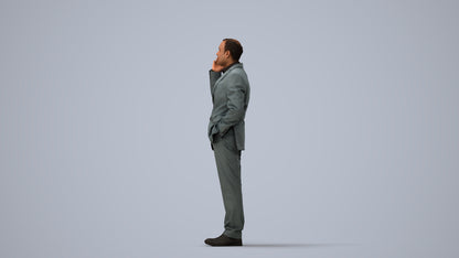 3D scanned man business, photorealistic archviz people for Enscape and SketchUp, three-quarter view render