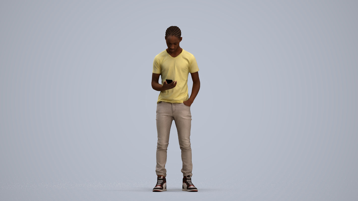 3D people model boy casual kids, scanned human for 3ds Max rendering, standing pose render