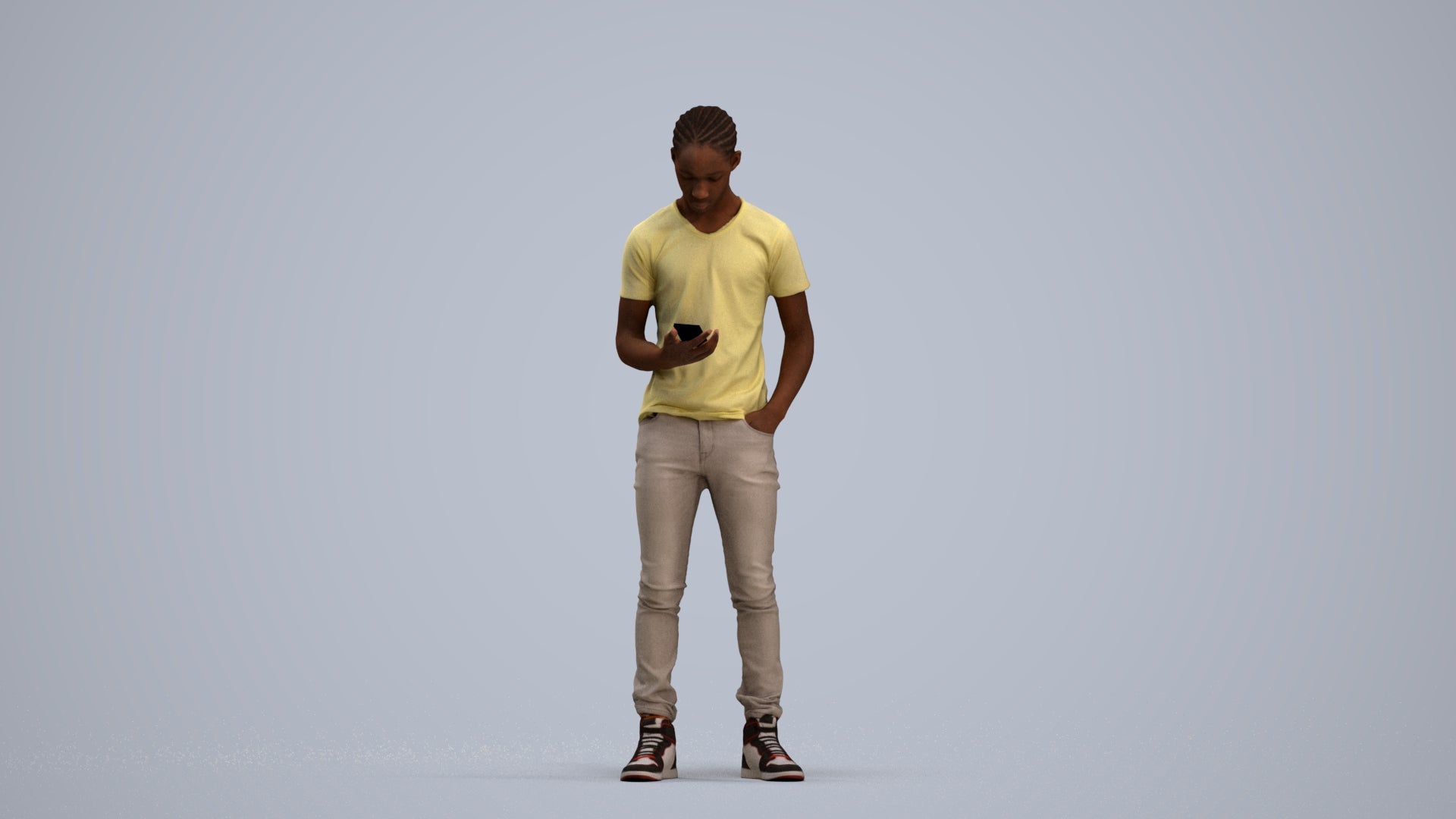 3D people model boy casual kids, scanned human for 3ds Max rendering, standing pose render
