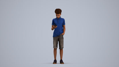 realistic 3D human boy casual kids, archviz people FBX OBJ for Blender, standing pose render