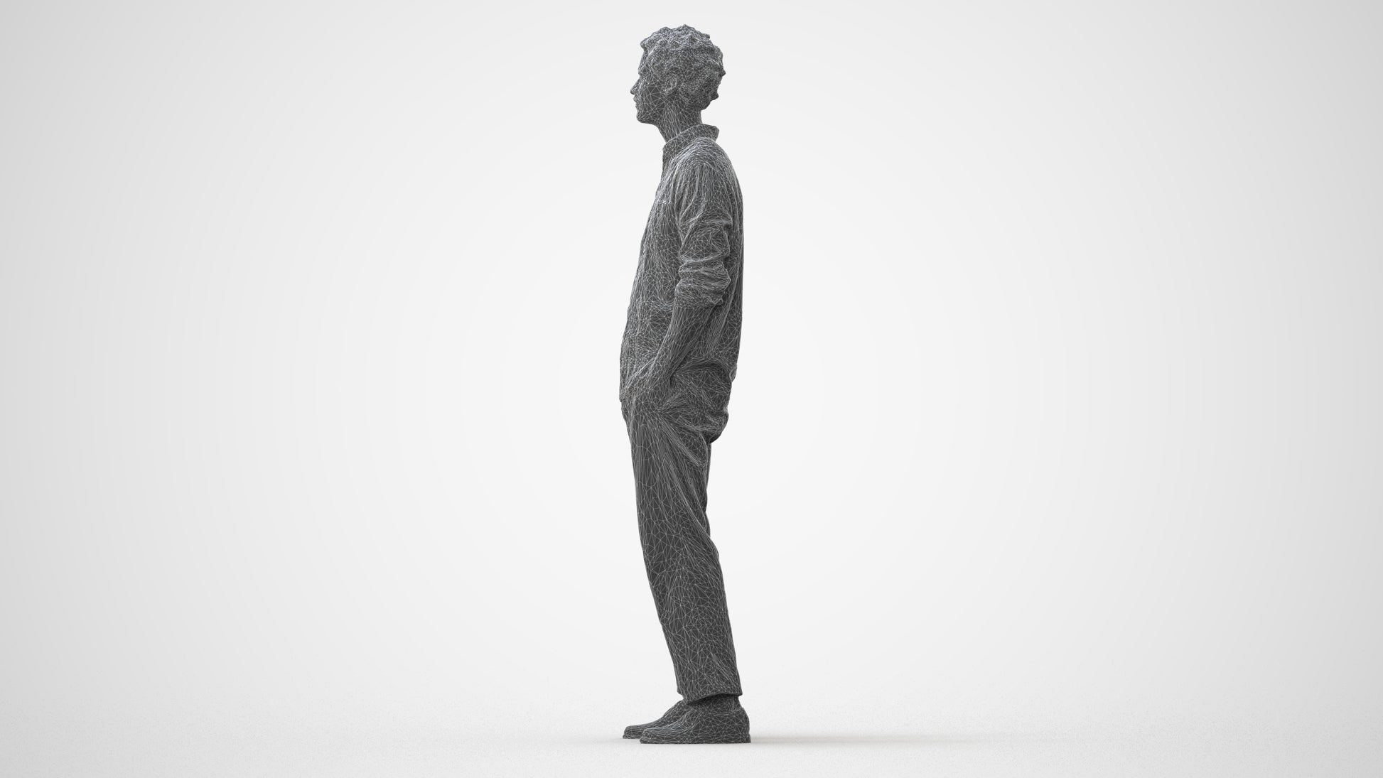 3D human model man casual standing, photogrammetry scanned person for archviz, square thumbnail