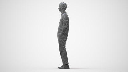 3D human model man casual standing, photogrammetry scanned person for archviz, square thumbnail