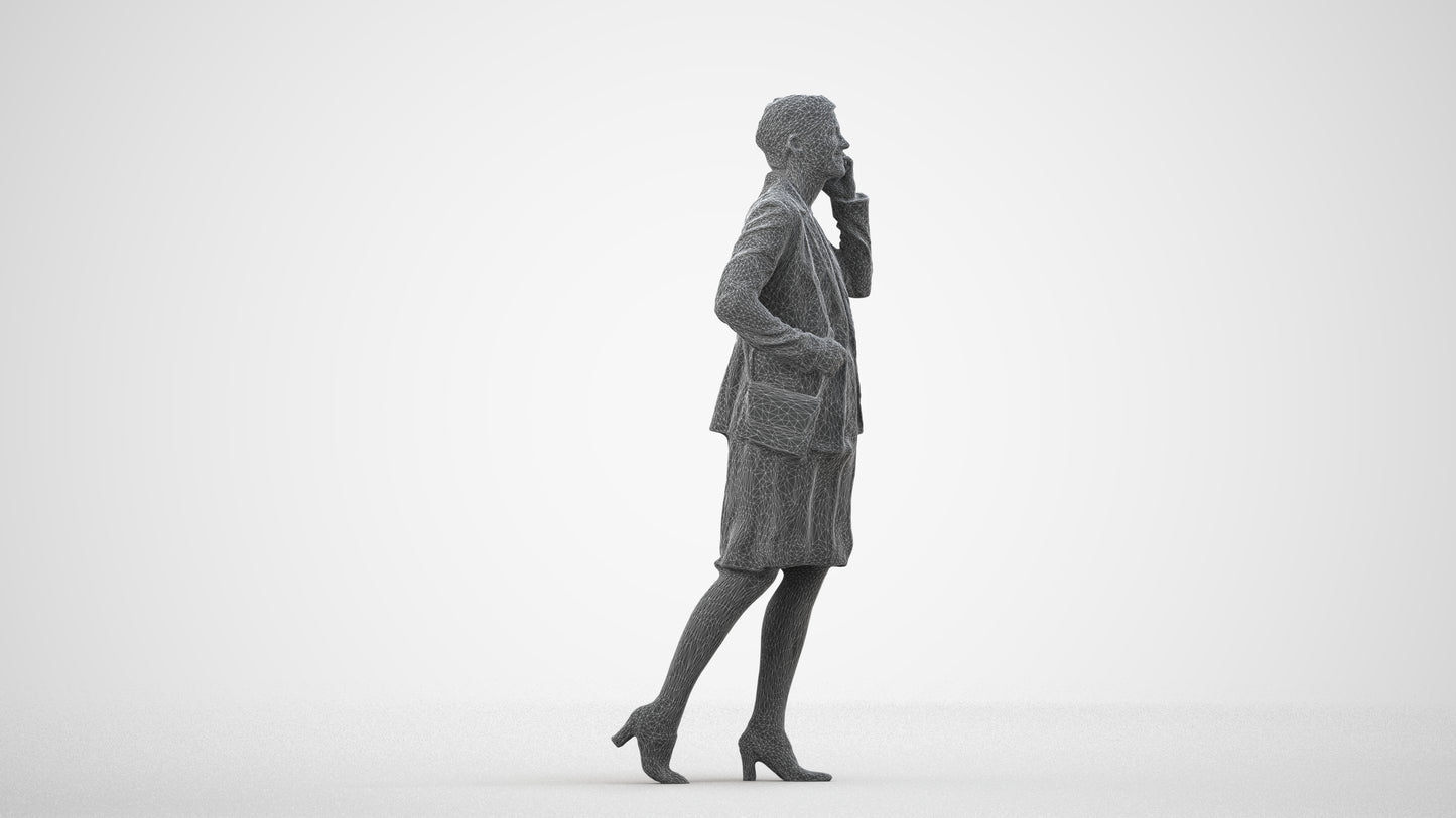 photogrammetry 3D woman business, realistic human model archviz FBX, wireframe side view