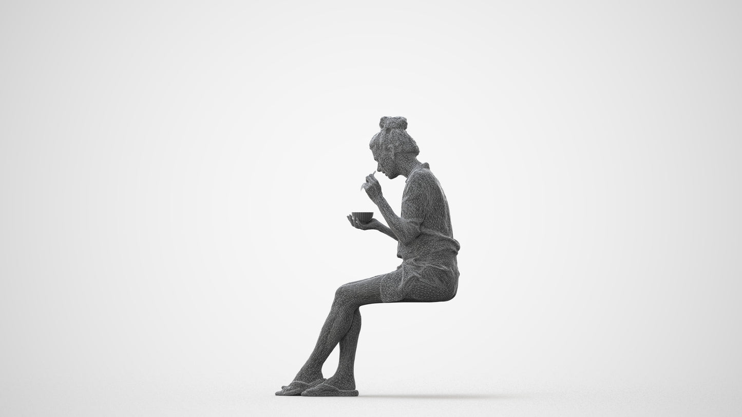 3D people model woman casual sitting, scanned human for 3ds Max rendering, square thumbnail