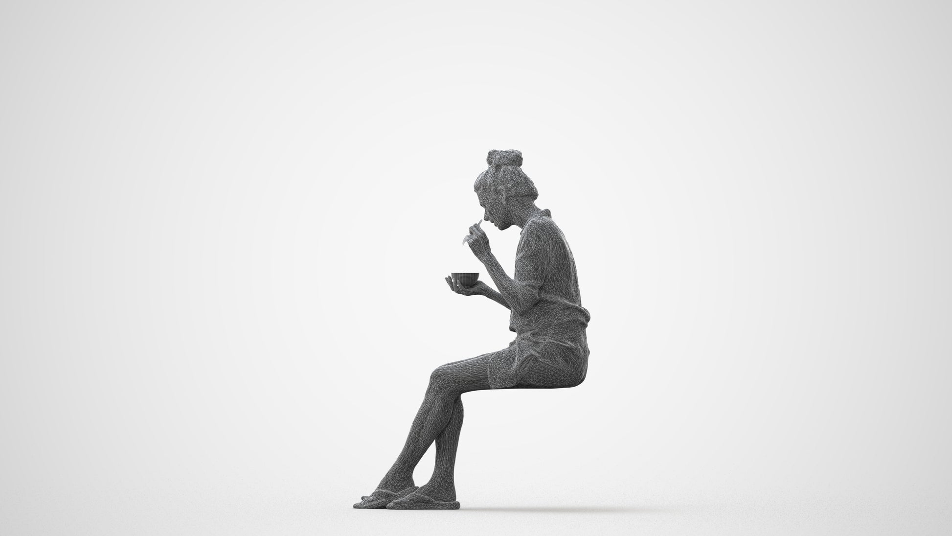 3D people model woman casual sitting, scanned human for 3ds Max rendering, square thumbnail