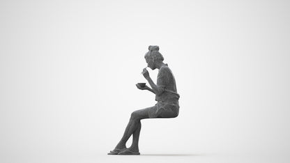 3D people model woman casual sitting, scanned human for 3ds Max rendering, square thumbnail