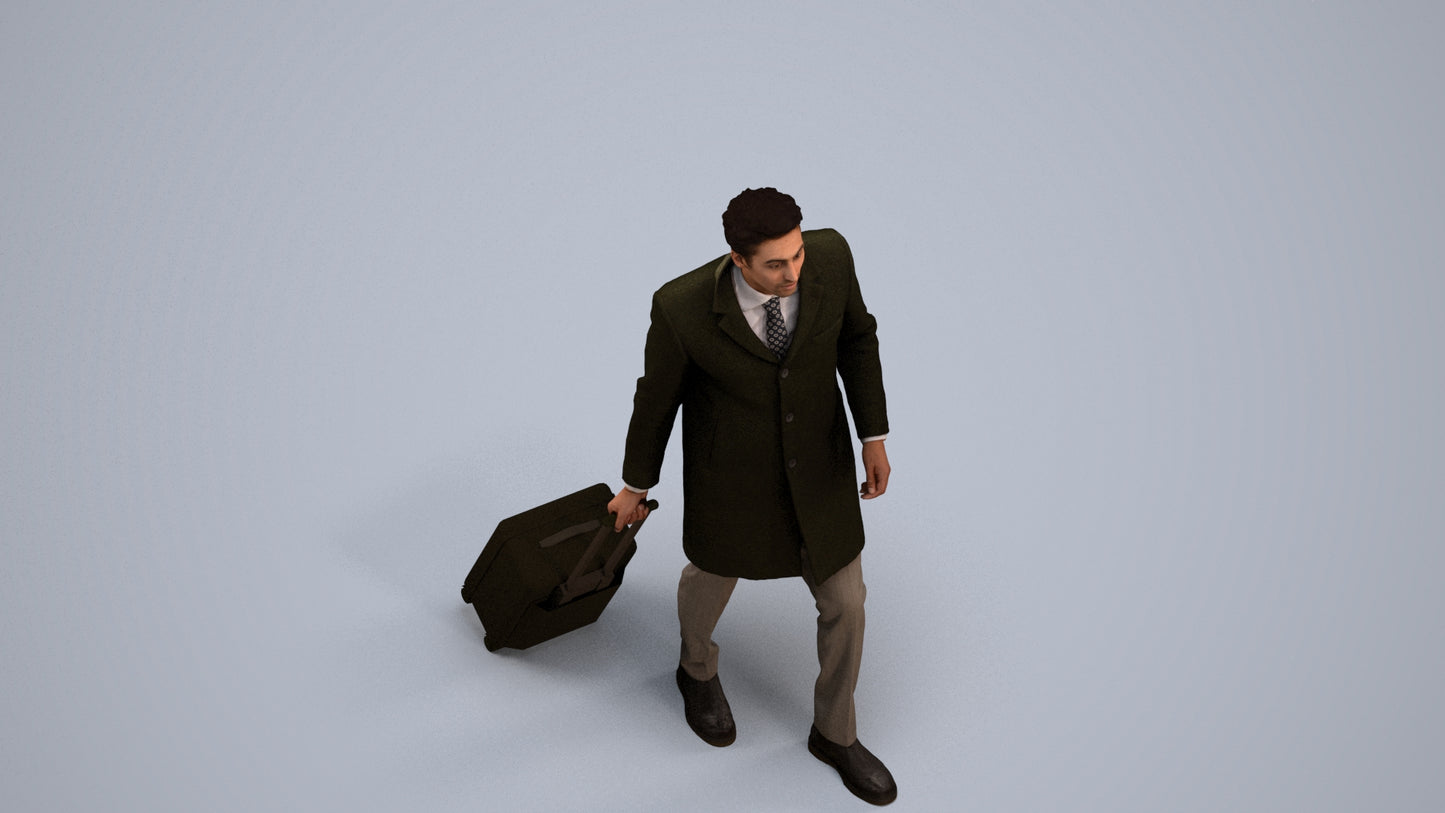 realistic 3D people man business, render-ready for V-Ray and Corona, FBX OBJ, back view render