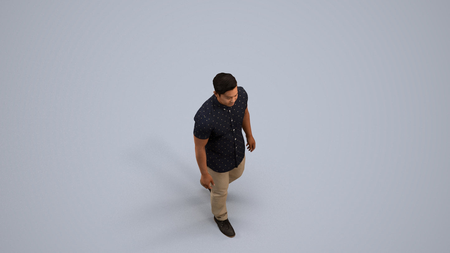 scanned 3D man casual walking, photogrammetry people for Enscape and V-Ray, back view render