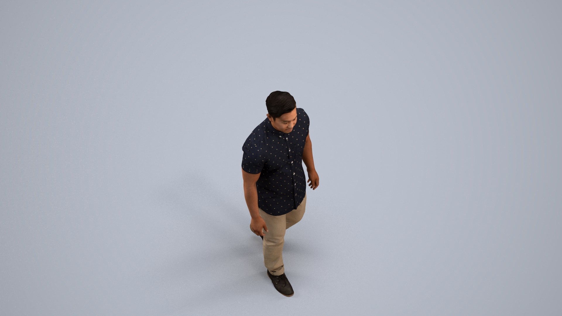 scanned 3D man casual walking, photogrammetry people for Enscape and V-Ray, back view render