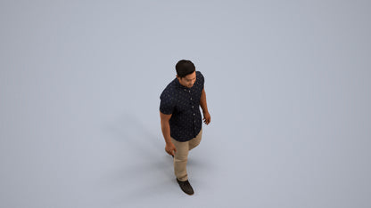 scanned 3D man casual walking, photogrammetry people for Enscape and V-Ray, back view render